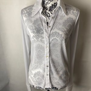 LAUNDRY Sheer pleated blouse.